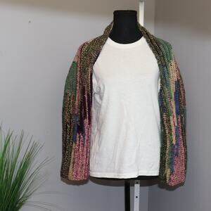 Handmade Crochet Multicolor Shrug with Sleeves – Boho Knit Wrap